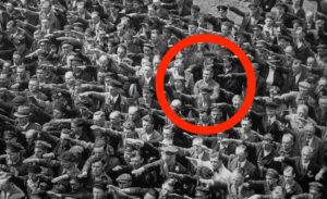 August Landmesserg, man not saluting at Nazi event